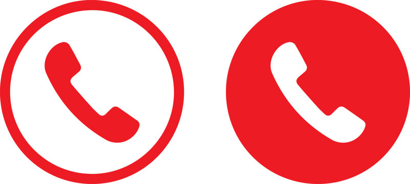 Red telephone icons on white and red backgrounds
