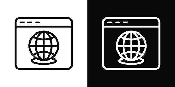 Browser Icon In Black And White Filled Style.