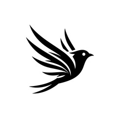 Fototapeta premium Black stylized bird in flight logo icon design