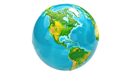 Obraz premium Isolated rendering of Earth showing North and South America, geographical representation