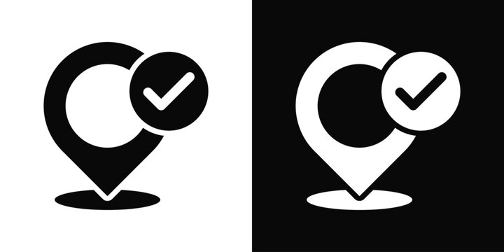 Location Icon In Black And White Filled Style.
