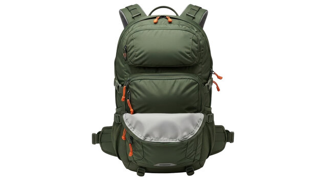 Isolated camping daypack, olive rucksack for hiking adventure gear carrying, light & compact