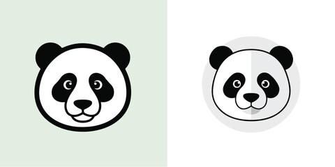A cute panda face icon, flat design, single mascot design, vector illustration, white backdrop © Haris Lost