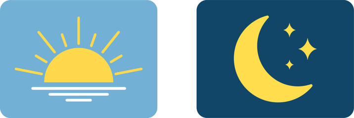 Day and night icons with sun and moon symbols © MOHAMMAD RABBI