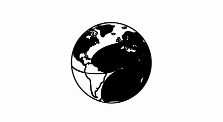 Obraz premium Stylized black and white depiction of planet Earth with continental masses