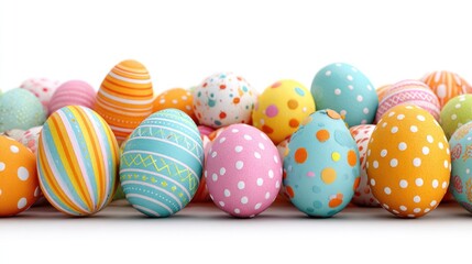 Obraz premium A colorful collection of Easter eggs with various patterns and colors.