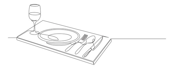 Illustration of cutlery with continuous line drawing 1.eps