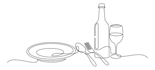 Illustration of cutlery with continuous line drawing 2.eps