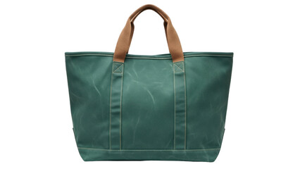 Isolated tote bag with handles, green fabric, casual style, comfortable and spacious bag