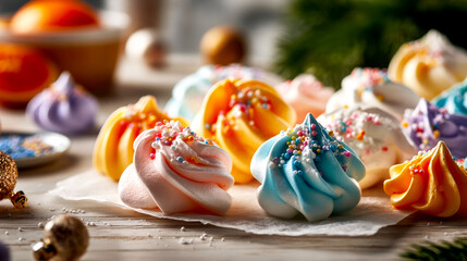 Obraz premium Colorful Mini Meringues with Sprinkles