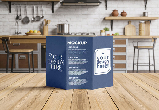 Menu Paper Table Front Mockup