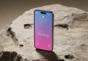 Smartphone Stone Surface Perspective Mockup