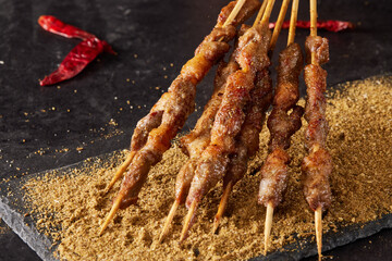 Grilled Lamb Skewers with Sesame Seeds and Chili