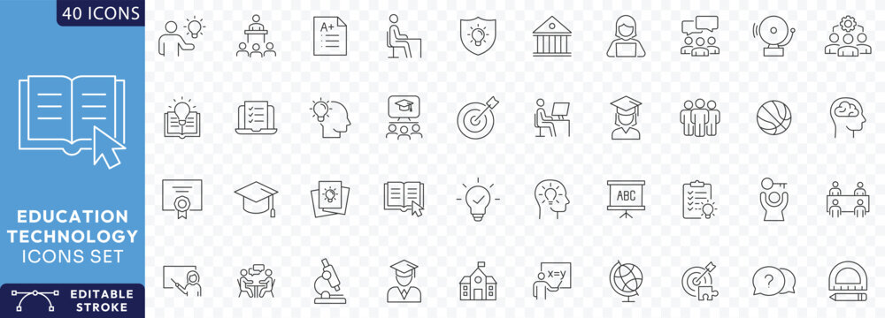 education technology line editable icon set. Fully Editable. Vector illustration.