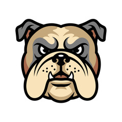 Naklejka premium Fierce Bulldog Mascot Head, Aggressive Dog Face, Sport Team Logo, Graphic Design