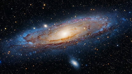 A photograph showing the Andromeda galaxy. © 53 Design
