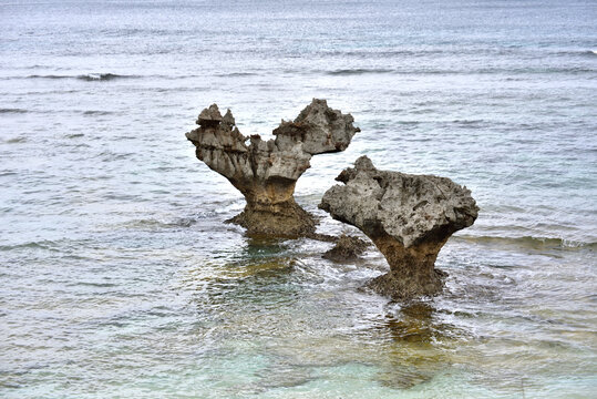 Heart Rock is the most famous landmark in Kunigami District, Okinawa, Japan