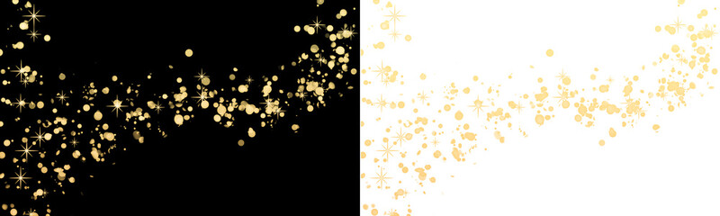 gold sparkle trail transparent png, golden glitter star trail overlay transparent png, luxury gold sparkling dust wave effect transparent png © Raziora