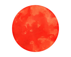水彩風の日の丸のイラスト　シンプルな赤い円形　和風背景装飾　日本