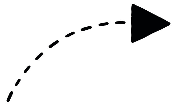 Hand drawn illustration of a dashed curved arrow depicting upward direction for user interface design