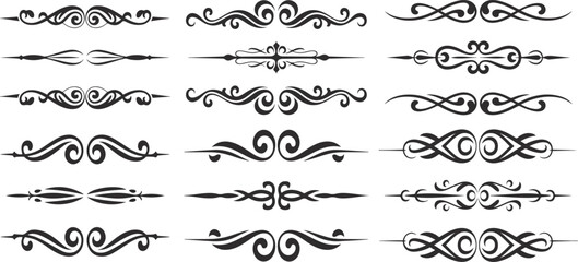 Obraz premium Set of decorative vintage design elements with frames borders floral ornaments and calligraphic swirls