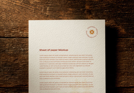 Paper Sheet Mockup Laid Flat on Textured Surface
