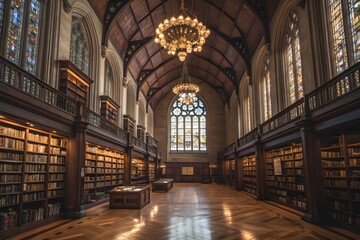 Obraz premium interior of grand library 