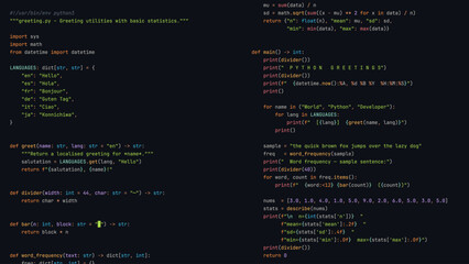 Modern Developer Programmer Screen with Python Programming Language Code with Color Syntax Highlighting. Vector Illustration. © ec0de
