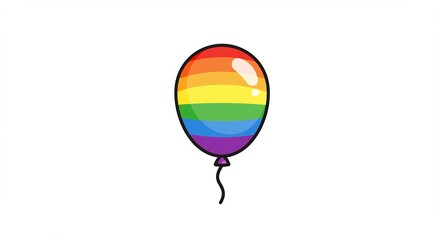 Fototapeta premium 白い背景に鮮やかに輝く虹色の風船が一つ浮かぶ祝いや喜びを象徴するシンプルで魅力的なデザイン. AI Generated