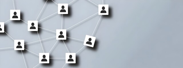 Connected people network with profile icons and lines