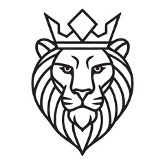 Obraz premium A regal lion s head illustration with a prominent crown atop it