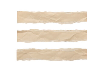 Three brown paper strips arranged in parallel on a white background isolated on transparent background 'Png