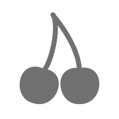 さくらんぼのシンプルシルエットアイコン（モノクロ・2粒）