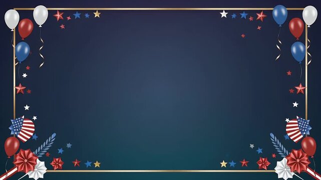 Elegant gold frame with colorful stars on dark blue background