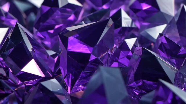 Shimmering Purple Crystals with Sharp Facets and Reflections