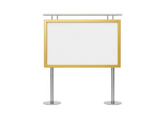Obraz premium A blank signboard standing on two metal poles against a white background isolated on transparent background