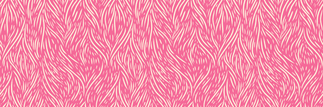 Seamless vector pattern with flowing organic wavy stripes, abstract animal fur texture in soft pink and cream tones. Modern decorative background for fabric, wallpaper, wrapping paper, and prints