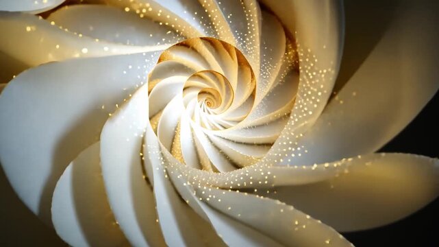 Elegant Spiral White Rose with Shimmering Gold Accents in Detail