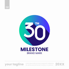 Obraz premium 30th milestone brand mark circle logo icon social media template