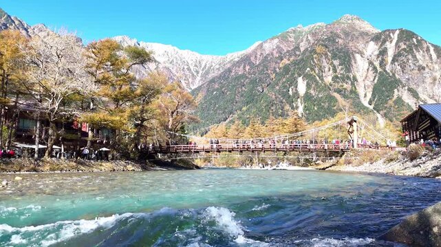 Kappa Bridge | Hotaka Mountains | River Flow - 4K Video

