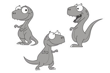 Cute Grey T-Rex Dinosaur Character Animation Sprite Sheet Sticker Vector © revpy