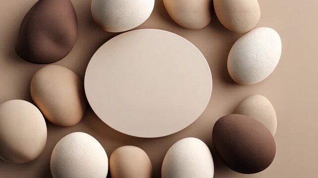 Elegant Display of Neutral Colored Eggs on a Minimalist Background