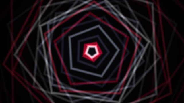 Abstract geometric pentagon tunnel in red white and black for modern design background element