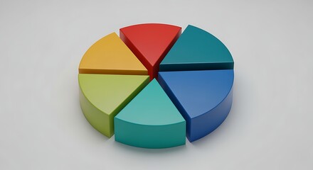Obraz premium Colorful Pie Chart with Segments in Red Blue Green Yellow on White Background