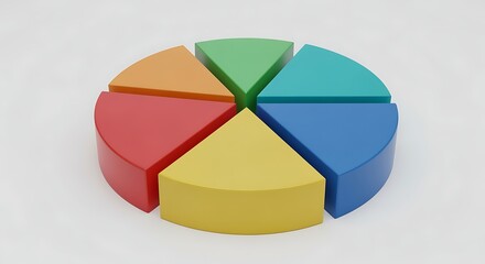 Obraz premium Colorful Pie Chart Divided Into Six Segments on White Background
