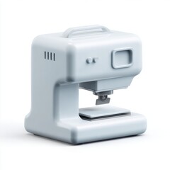 Modern white coffee maker machine on white background