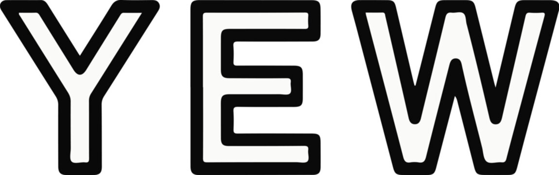 Three stylized letters Y, E, and W against a white background