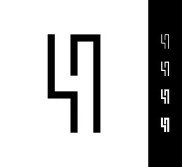 Obraz premium Number 4, digital numeral four, including set of four different set narrow numbers, vector illustration 10EPS