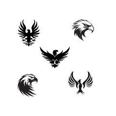Naklejka premium Bird Eagle Phoenix Wing Emblem Icon Collection