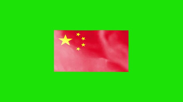 China Flag in Red Smoke Background Chinese National Flag with Smoky Mist Atmospheric Animation On Green Screen